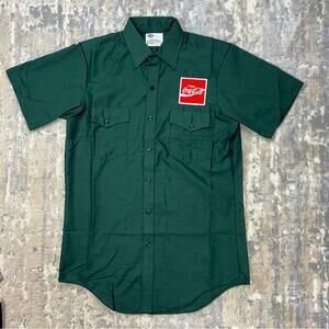 VTG Coca-Cola Green Employee Uniform Work Shirt Riverside 15.5 Medium DEADSTOCK
